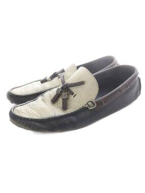Louis Vuitton Driving Shoes Leather White Brown 7